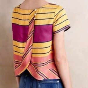 Anthropologie Maeve Bennet striped tulip top size 4